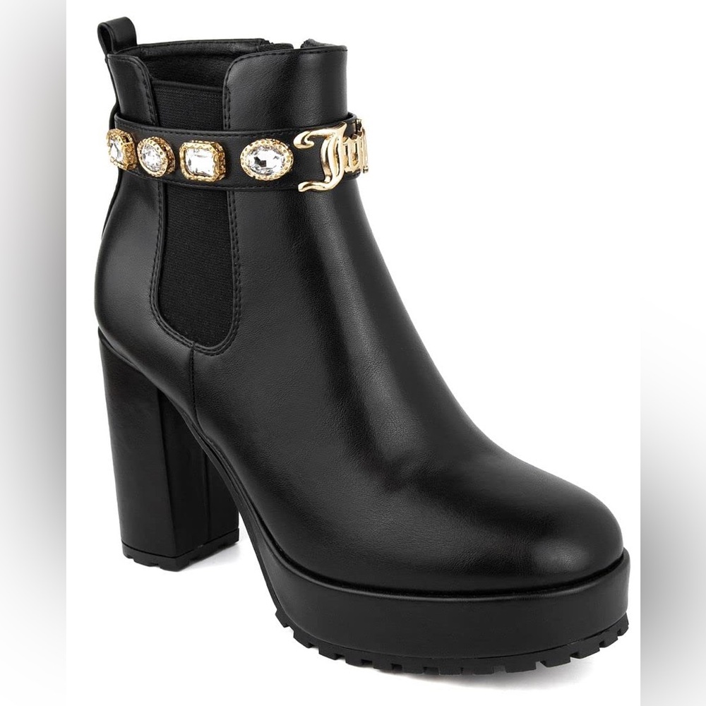 Juicy Couture Womens Python Leather High Heel Ankle Boot Bootie Black 7.5 NIB